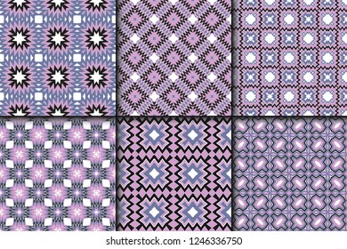 Set of Modern Decorative seamless Abstract geometric pattern. Vector colored illustration. paper for scrapbook