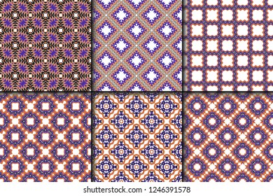 Set of Modern Decorative seamless Abstract geometric pattern. Vector colored illustration. paper for scrapbook