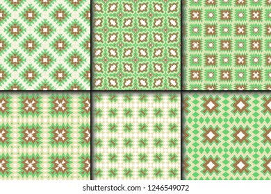 Set of Modern Decorative seamless Abstract geometric pattern. Vector colored illustration. paper for scrapbook