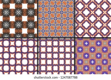 Set of Modern Decorative seamless Abstract geometric pattern. Vector colored illustration. paper for scrapbook