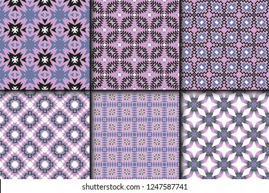 Set of Modern Decorative seamless Abstract geometric pattern. Vector colored illustration. paper for scrapbook