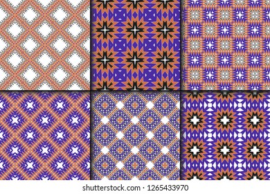 Set of Modern Decorative seamless Abstract geometric pattern. Vector colored illustration. paper for scrapbook