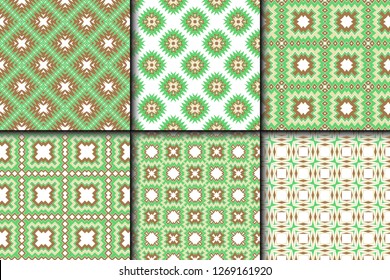Set of Modern Decorative seamless Abstract geometric pattern. Vector colored illustration. paper for scrapbook