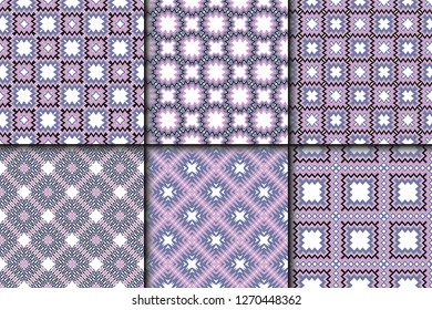 Set of Modern Decorative seamless Abstract geometric pattern. Vector colored illustration. paper for scrapbook