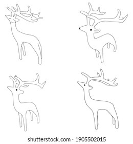 Set of modern deers in different postures. vector illustration of hand drawn sketchy for children. Isolated on white background.