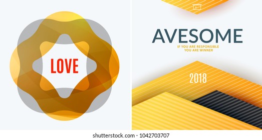 Set of modern design abstract templates. Creative business background with colourful soft waves for promotion