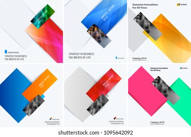 Set of modern design abstract templates. Creative business background with colourful triangles for promotion, banner, brand printing, party, celebration, night club