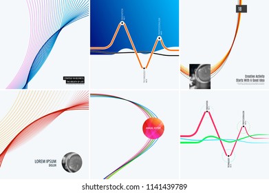 Set of modern design abstract templates. Creative business background with colourful waves lines for promotion, banner, brand printing, party, celebration, night club