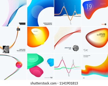Set of modern design abstract templates. Creative business background with colourful waves lines for promotion, banner, brand printing, party, celebration, night club