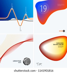 Set of modern design abstract templates. Creative business background with colourful waves lines for promotion, banner, brand printing, party, celebration, night club