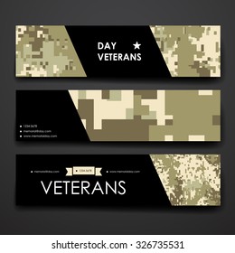 Set of modern design banner template in veterans day style. Beautiful design and layout