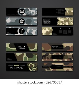 Set of modern design banner template in veterans day style. Beautiful design and layout