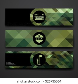 Set of modern design banner template in veterans day style. Beautiful design and layout