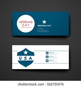 Set of modern design banner template in veterans day style. Beautiful design and layout