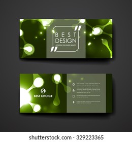Set of modern design banner template in neon molecule structure style. Beautiful design and layout