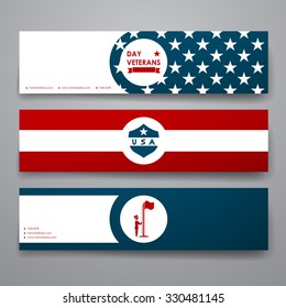 Set of modern design banner template in veterans day style. Beautiful design and layout