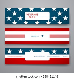 Set of modern design banner template in veterans day style. Beautiful design and layout