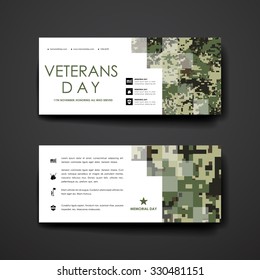 Set of modern design banner template in veterans day style. Beautiful design and layout