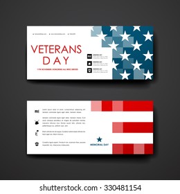 Set of modern design banner template in veterans day style. Beautiful design and layout