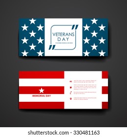 Set of modern design banner template in veterans day style. Beautiful design and layout