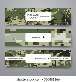 Set of modern design banner template in veterans day style. Beautiful design and layout