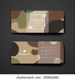 Set of modern design banner template in veterans day style. Beautiful design and layout