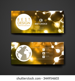 Set of modern design banner template in neon molecule structure style. Beautiful design and layout