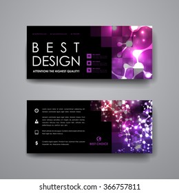 Set of modern design banner template in neon molecule structure style