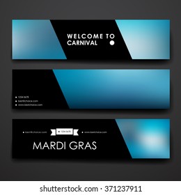 Set of modern design banner template in Mardi Gras style