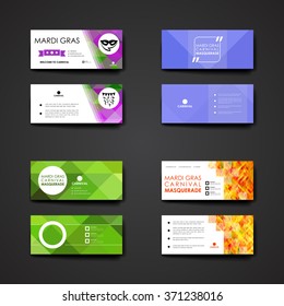 Set of modern design banner template in Mardi Gras style