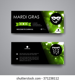 Set of modern design banner template in Mardi Gras style