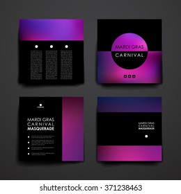 Set of modern design banner template in Mardi Gras style