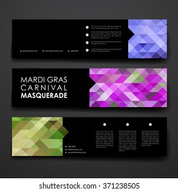 Set of modern design banner template in Mardi Gras style