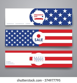 Set of modern design banner template in Presidents Day style