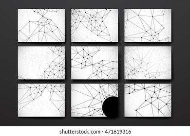 Set of modern design banner template in Molecular structure style