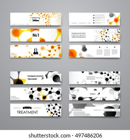 Set of modern design banner template in DNA molecule style