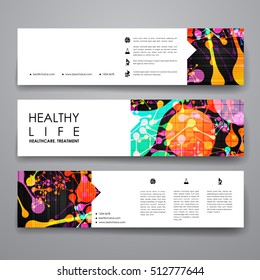 Set of modern design banner template in healthcare style