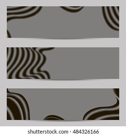 Set of modern design banners, headers template with abstract 3d volume striped, wavy diagonal pattern background. Graphic style for banners, headers/ Set of modern bright banners or headers template