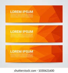 Set of modern design banners template with abstract orange geometric pattern background, vector