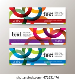 Set of modern design banners template with abstract circle ring pattern on white background
