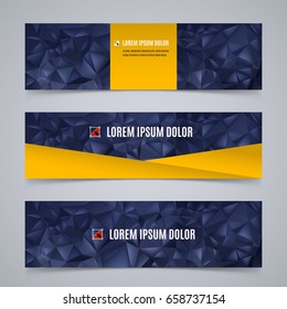 Set of Modern Design Banners Template with Abstract Geometric Pattern in Blue and Yellow Colors