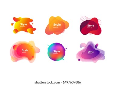 Set of modern design colored elements. Dynamical colored forms. Gradient banners with flowing liquid shapes. Template for design of logo, flyer or presentation. Vector illustration