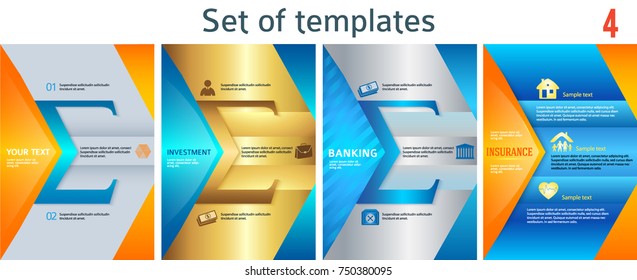 Set Modern design element bright glowing background for a cover magazine layout or business presentation template with the sign of arithmetic sum and item number. Abstract vector illustration eps 10