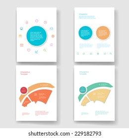 Set of modern Design Minimal style infographic template layout. Infographics, numbered banner, horizontal cutout lines, graphic or website layout vector with icons. 