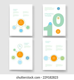 Set of modern Design Minimal style infographic template layout. Infographics, numbered banner, horizontal cutout lines, graphic or website layout vector with icons. 