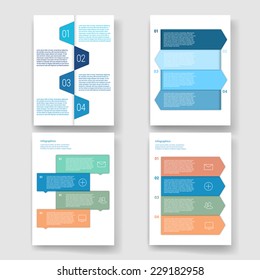 Set of modern Design Minimal style infographic template layout. Infographics, numbered banner, horizontal cutout lines, graphic or website layout vector with icons. 