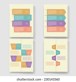 Set of modern Design Minimal style infographic template layout. Infographics, numbered banner, graphic or website layout vector with icons. Flyer, Brochure Design Templates. 