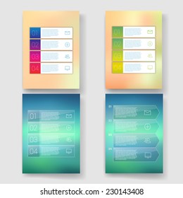 Set of modern Design Minimal style infographic template layout. Infographics, numbered banner, horizontal cutout lines, graphic or website layout vector with icons. 