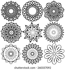 Set modern design round and floral pattern, EPS8 - vector graphics.