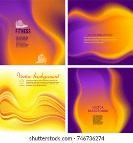 Set Modern Design soft style template on blur mesh background with space place for your text. Purple yellow wave lines. Vector illustration eps 10 can be used for new product theme booklet